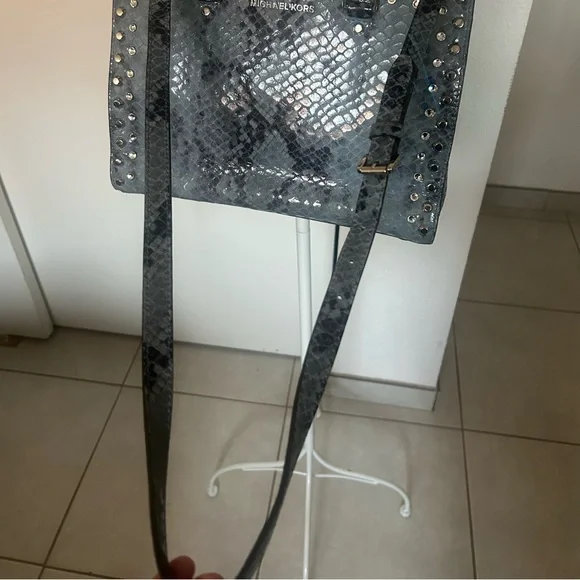 Michael Kors leather Denim Snake Print Tote - Picture 7 of 9